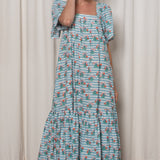 Fifi Dress Pastel Blue Stripe Floral