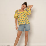 Fifi Top Yellow Stripe Floral