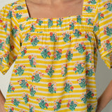 Fifi Top Yellow Stripe Floral