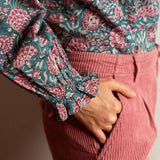 Ruby Blouse Green and Pink Floral